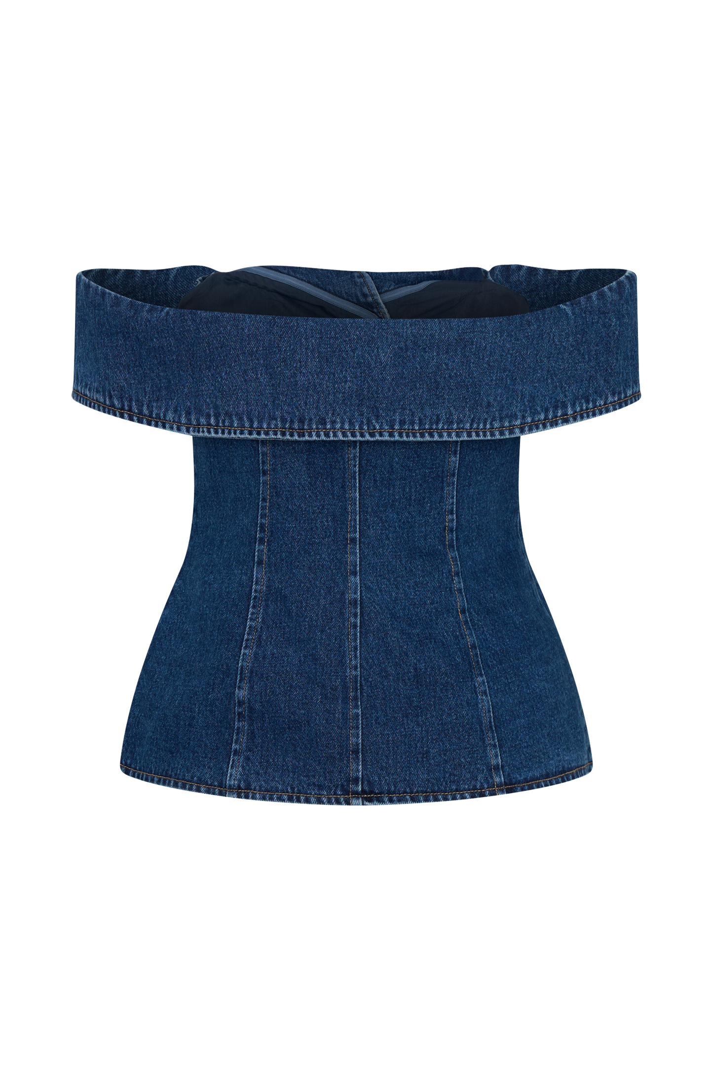 ROF Krista Denim Düşük Omuz Üst - Koyu Mavi