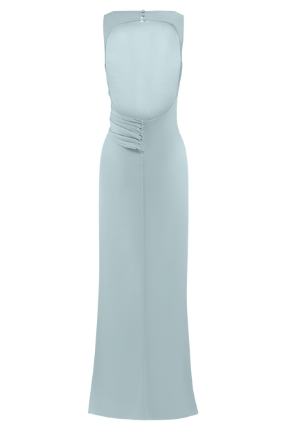 ROF Henley Slinky Drape Maxi Elbise - Soluk Mavi