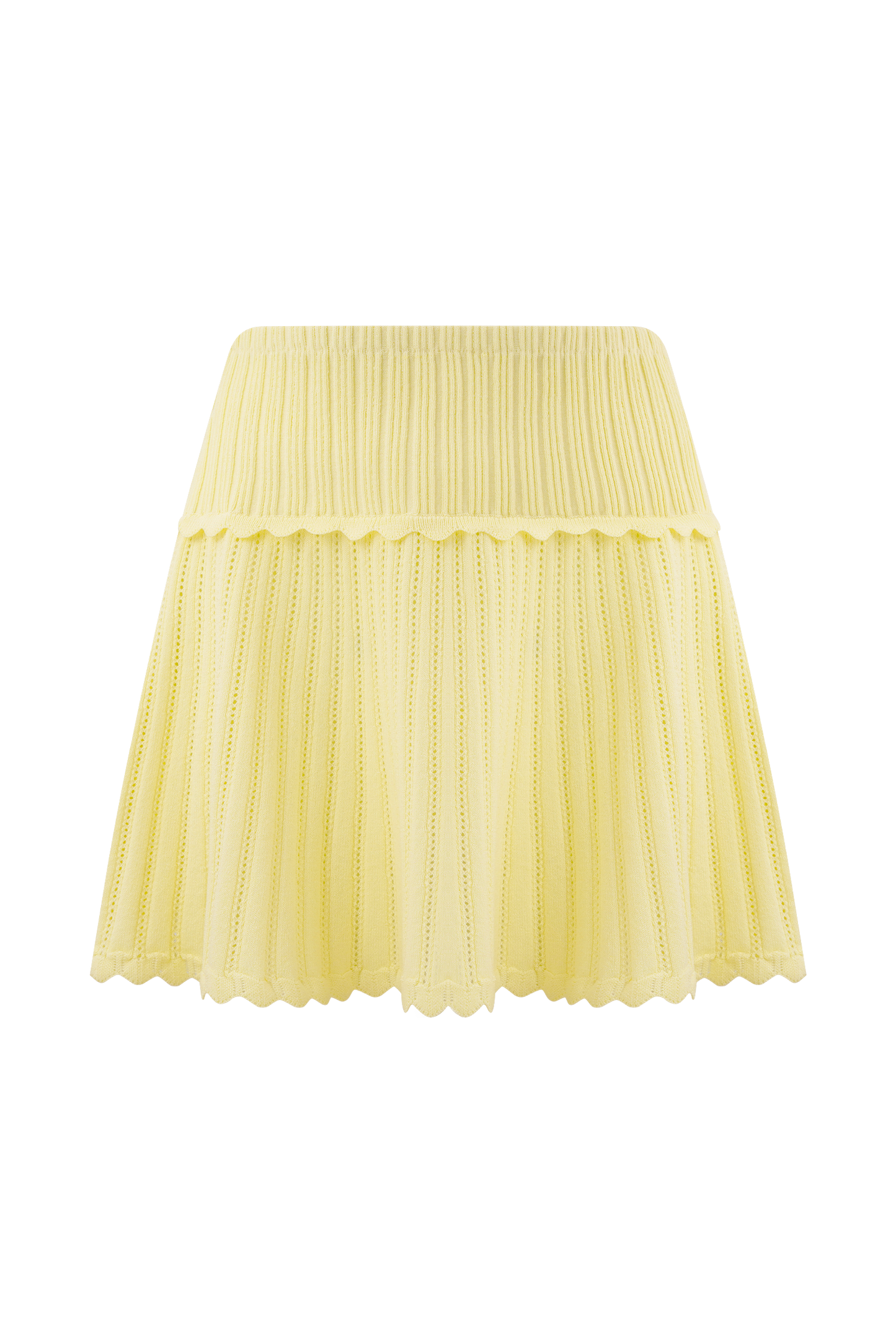 ROF Indy Pointelle Örgü Mini Etek - Limon