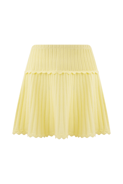 ROF Indy Pointelle Örgü Mini Etek - Limon