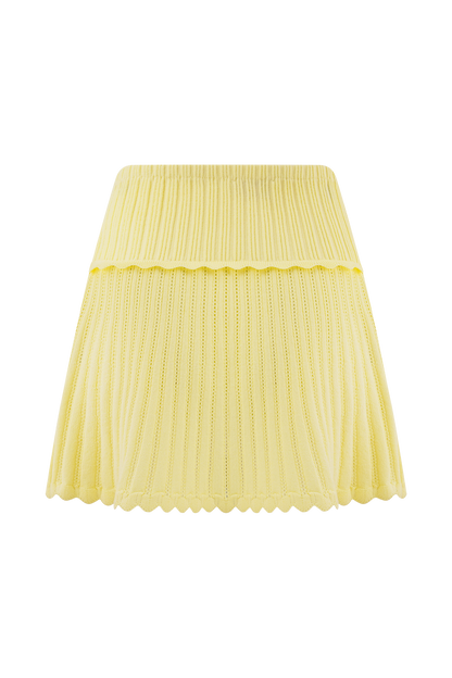 ROF Indy Pointelle Örgü Mini Etek - Limon