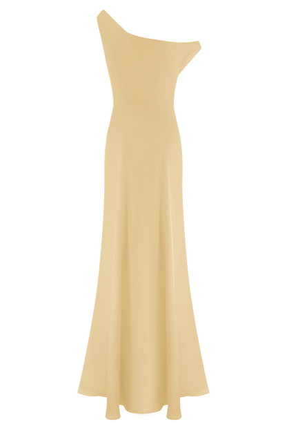ROF Jacinta Tek Omuz Uzun Elbise - Pastel Limon