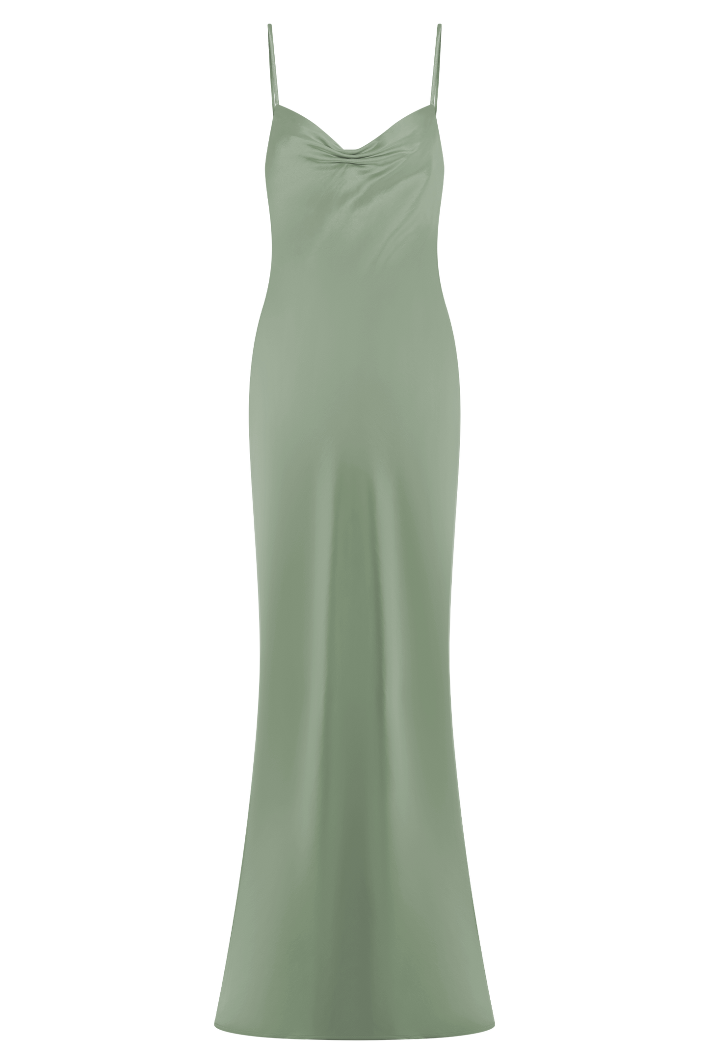 ROF Lilly Sweetheart Saten Maxi Elbise - Adaçayı