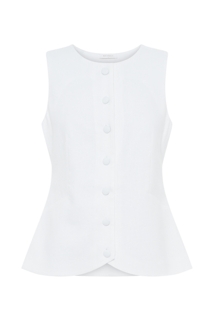 ROF Laurence Kolsuz Keten Longline Üst - Beyaz
