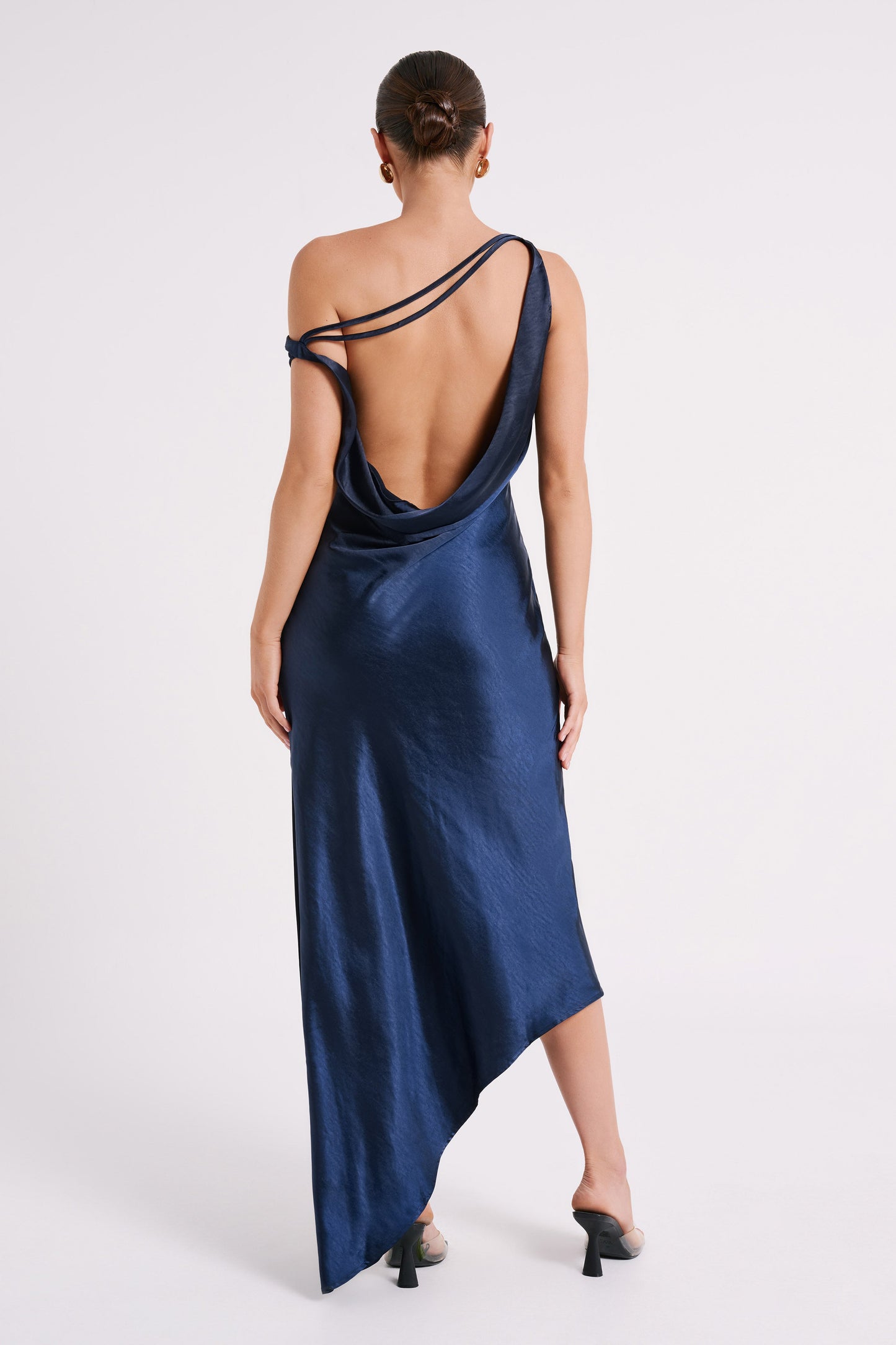 ROF Asimetrik Etekli Yvette Slip Maxi Elbise - Lacivert