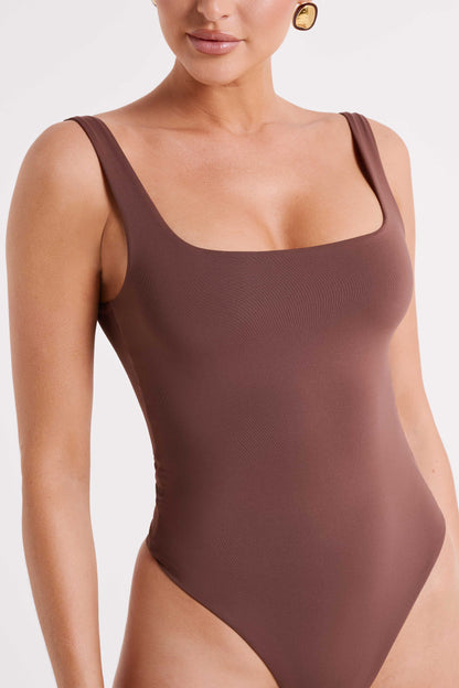 ROF Charlie Geri Dönüşümlü Naylon Yuvarlak Yaka Body - Mocha