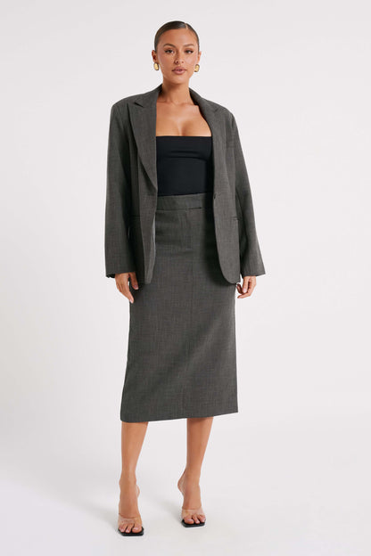 ROF Drew Oversize Dokulu Blazer - Kömür