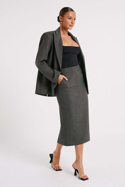 ROF Drew Oversize Dokulu Blazer - Kömür