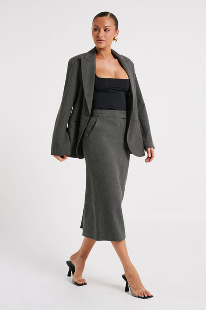 ROF Drew Oversize Dokulu Blazer - Kömür