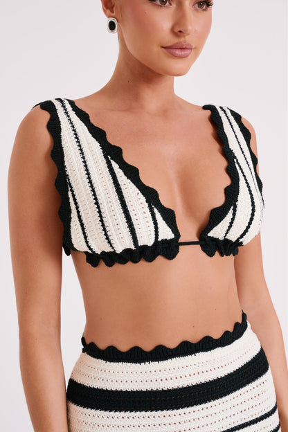 ROF Jadia Kontrast Tığ Bralet - Siyah/Beyaz
