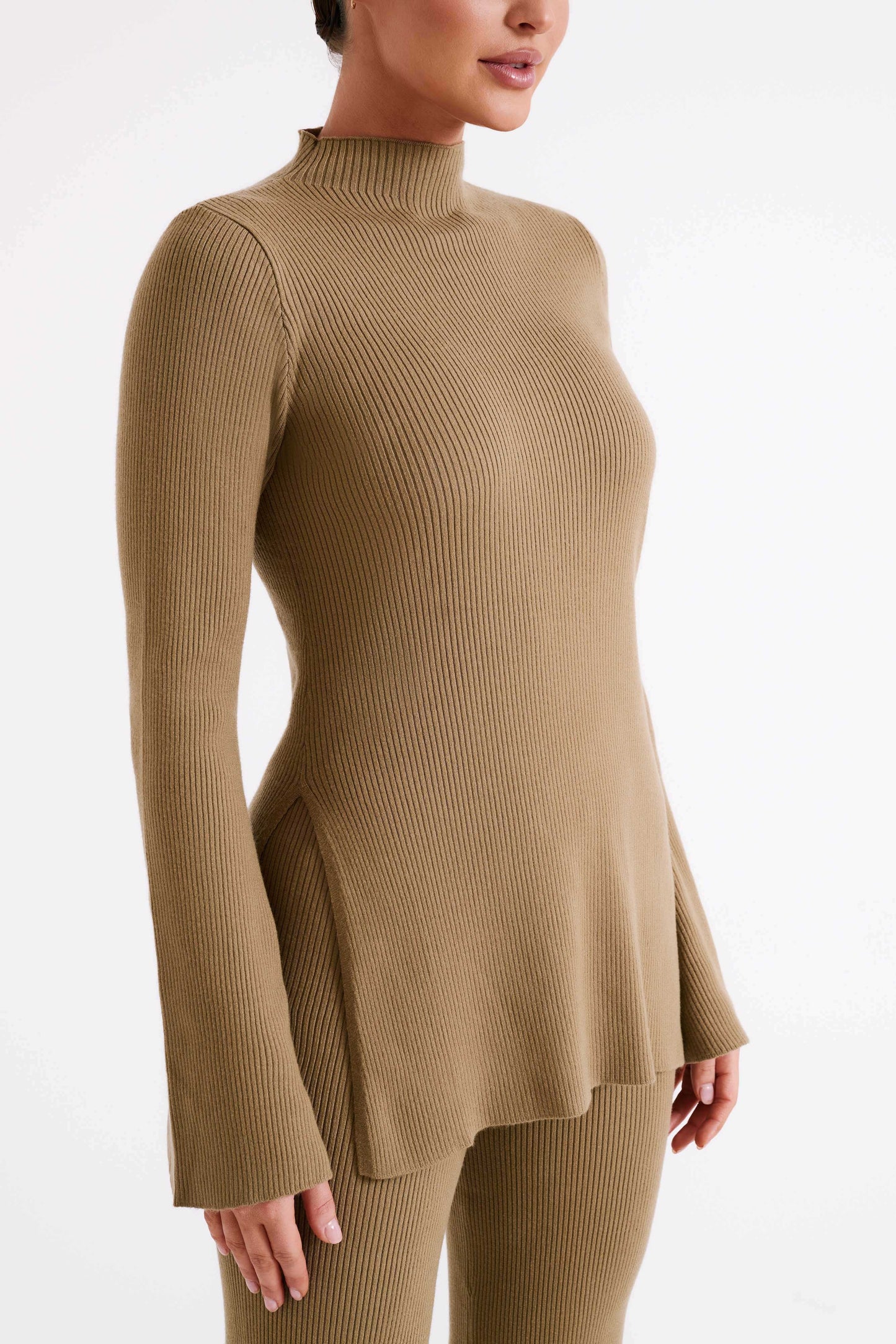ROF Jovie Oversize Örgü Kazak - Zeytin