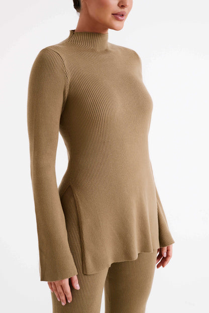ROF Jovie Oversize Örgü Kazak - Zeytin