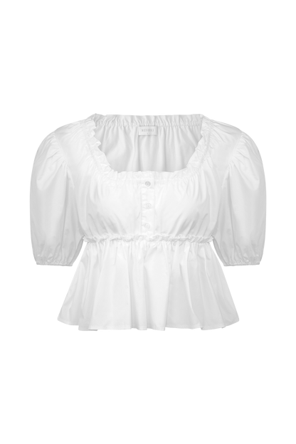 ROF Magdalena Puf Crop Top - Beyaz