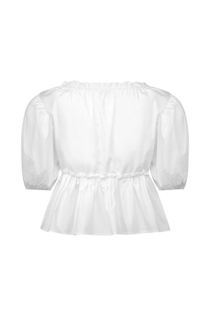 ROF Magdalena Puf Crop Top - Beyaz