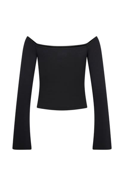 ROF Marlene Scuba Jersey Kontrast Üst - Siyah/Beyaz