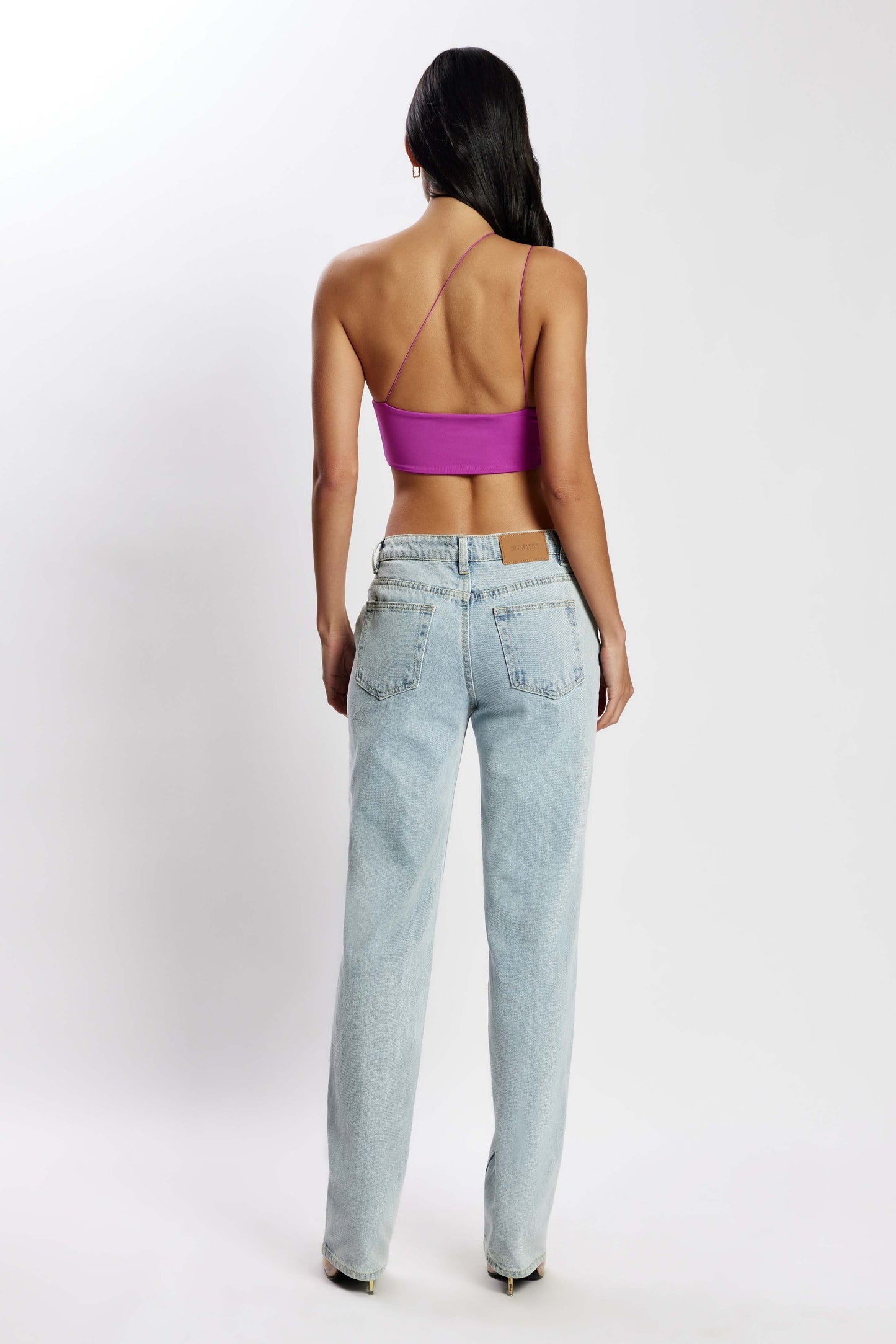 ROF Montana Dantelli Kesik Crop Top - Mor