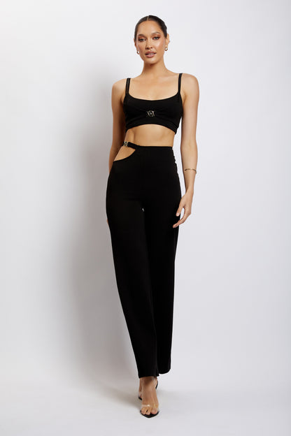 ROF Blythe Çift Askılı Crop Top - Siyah