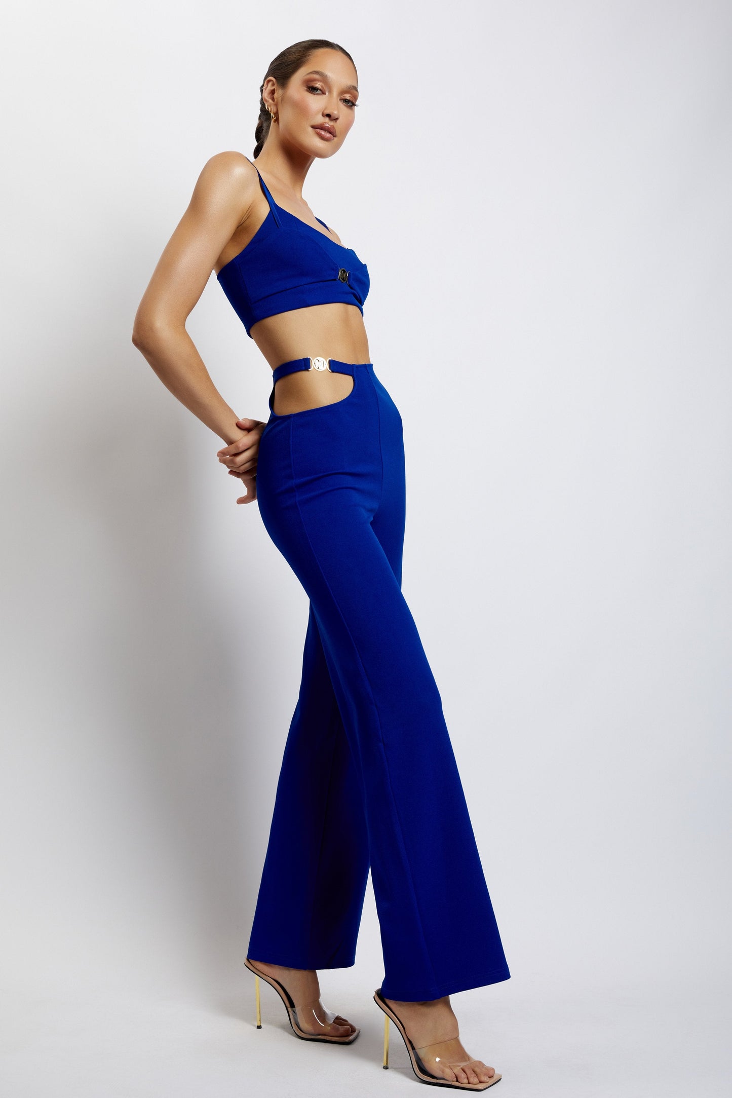ROF Blythe Çift Askılı Crop Top - Kobalt Mavisi