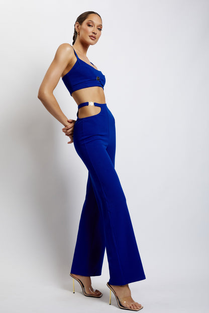 ROF Blythe Çift Askılı Crop Top - Kobalt Mavisi