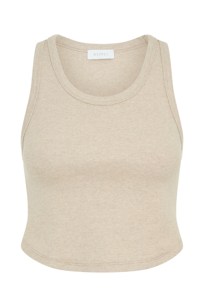 ROF Morgana Fitilli Kolsuz Bluz - Neutral Marle