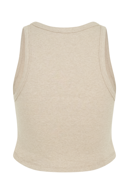 ROF Morgana Fitilli Kolsuz Bluz - Neutral Marle
