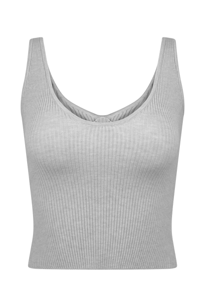 ROF Natalya Fitilli Örgü Cami Üst - Heather Gri Marle