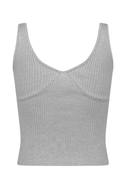 ROF Natalya Fitilli Örgü Cami Üst - Heather Gri Marle