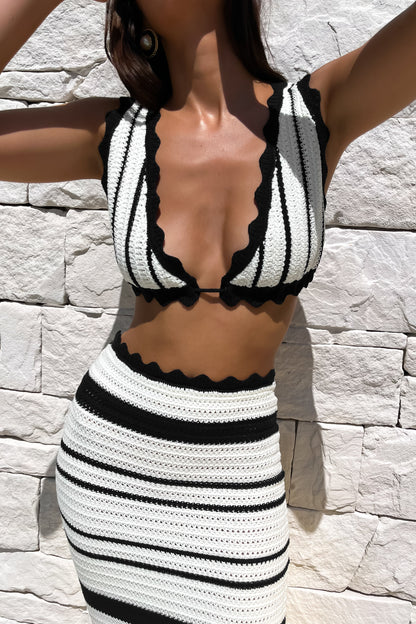 ROF Jadia Kontrast Tığ Bralet - Siyah/Beyaz