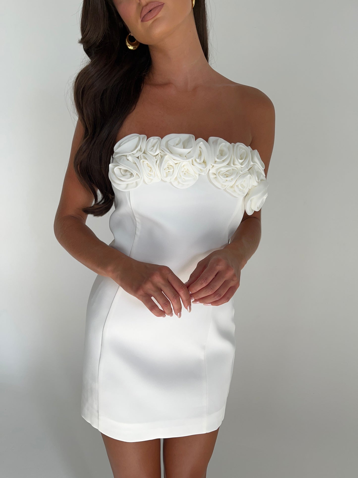 ROF Brooks Rose Mini Elbise - Beyaz
