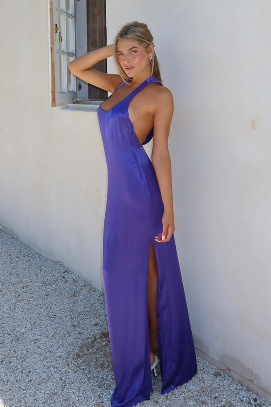 ROF Jacquelyn Racerback Maxi Elbise - Koyu Mor