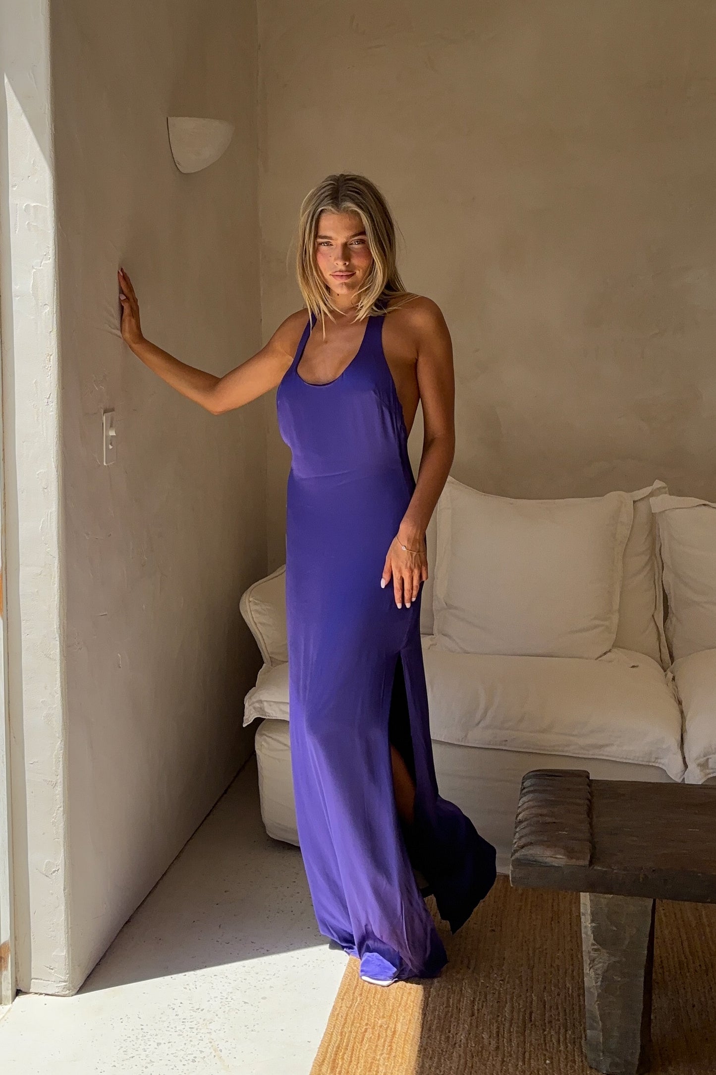 ROF Jacquelyn Racerback Maxi Elbise - Koyu Mor