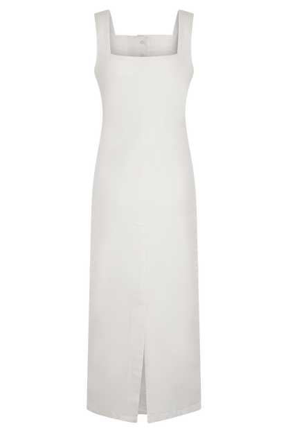 ROF Reyna Denim Midi Elbise - Beyaz