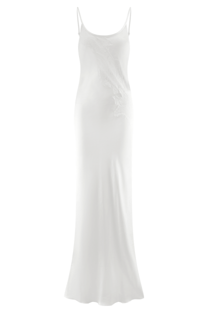 ROF Saylor Saten Slip Uzun Elbise - Fildişi