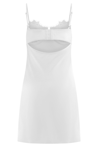 ROF Scarlett Saten Slip Mini Elbise - Fildişi