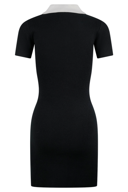 ROF Seema Kontrast Mini Elbise - Siyah/Beyaz