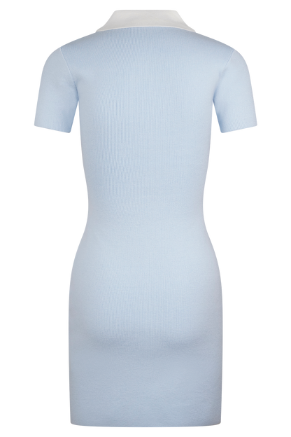 ROF Seema Kontrast Mini Elbise - Açık Mavi/Beyaz