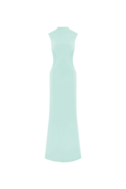 ROF Massie Slinky Ve Mesh Maxi Elbise - Lagoon