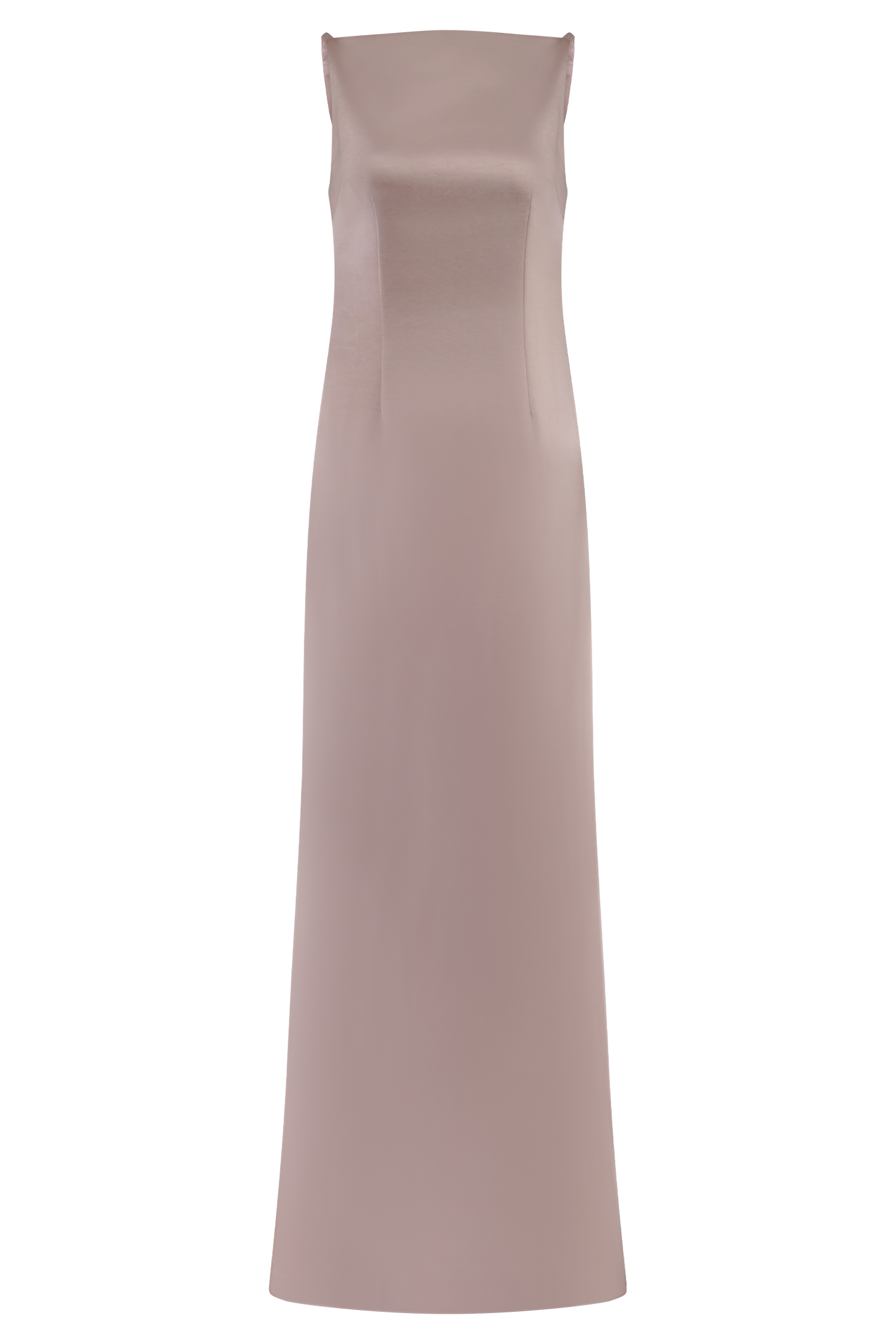 ROF Mor Kolsuz Saten Maxi Elbise - Soft Pembe