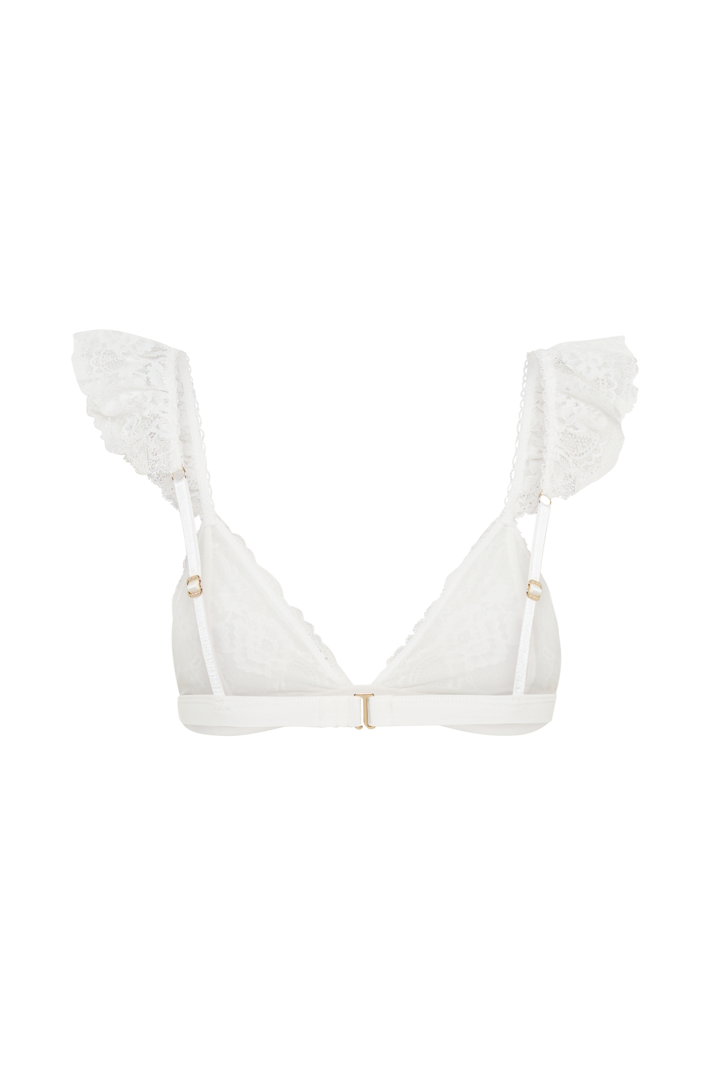 ROF Anniston Dantelli Fırfırlı Üçgen Bralet - Beyaz