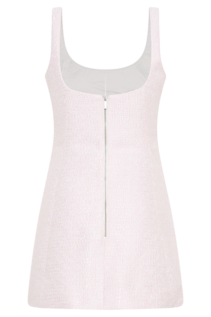 ROF Beth Tweed Mini Elbise - Peri Floss Pembe