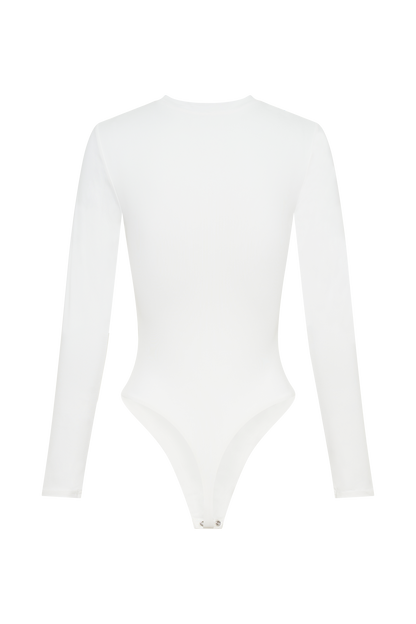 ROF Delilah Uzun Kollu Bisiklet Yaka Body - Beyaz