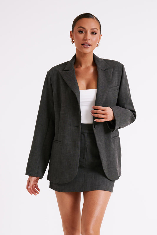ROF Drew Oversize Dokulu Blazer - Kömür