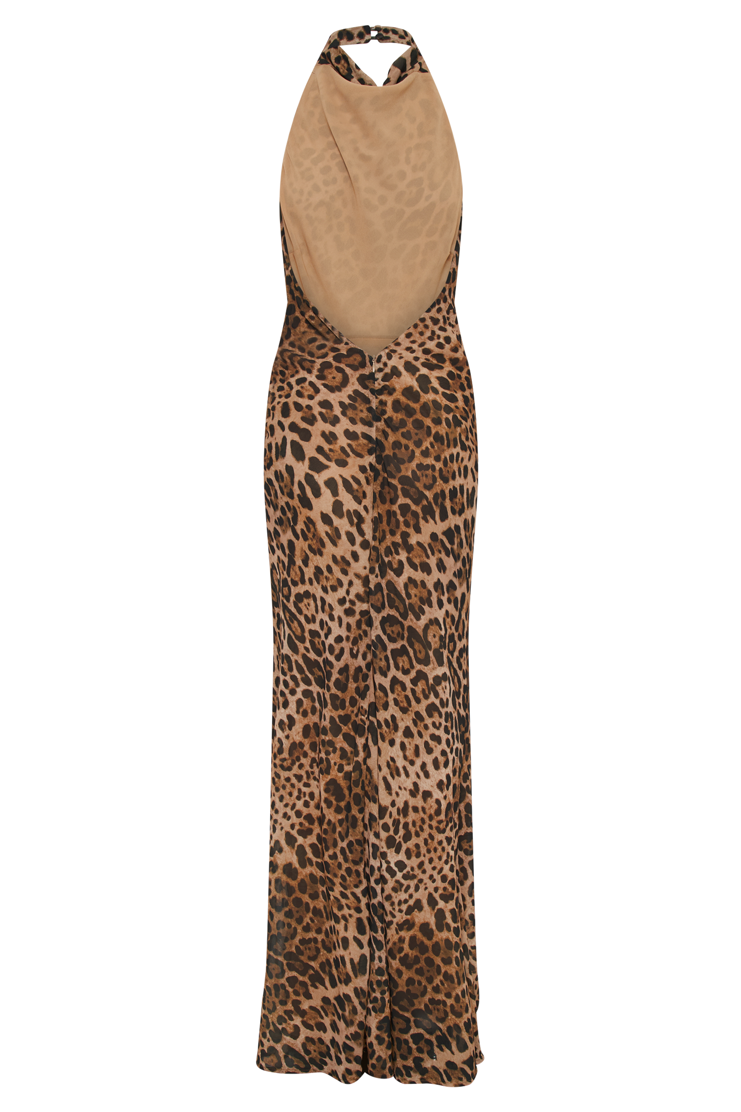 ROF Estella Şifon Kukuletalı Maxi Elbise - Leopar Desenli